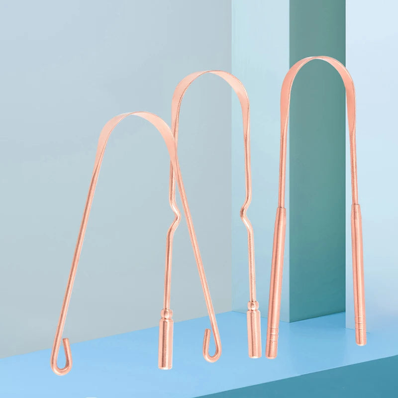 1 PC Copper Tongue Scraper U Shaped Cleaner Travel Handy Case Remove Breath Cleaning Coated Oral Hygiene Scrapper Tools
