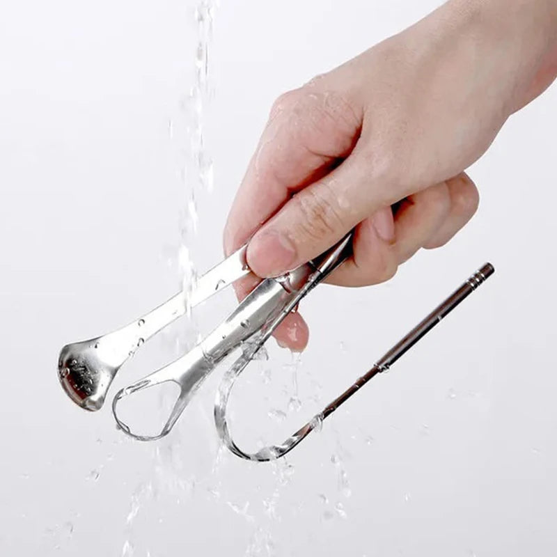 Stainless Steel Tongue Scrapper with Case,Tongue Scraper Cleaner for Adults & Kids Oral Hygiene Scrapper Cleaning Tools