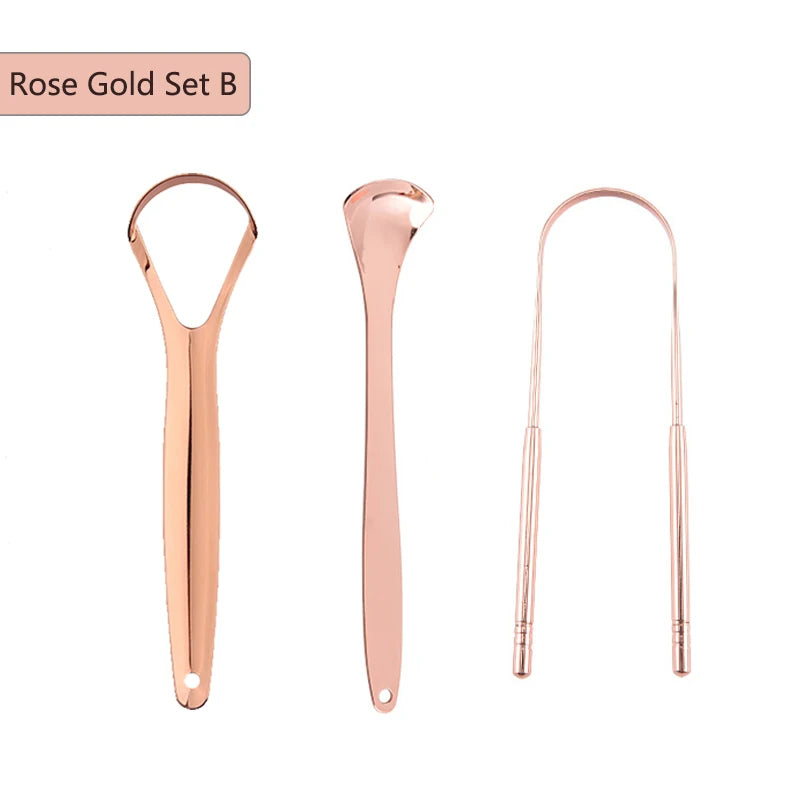Stainless Steel Tongue Scrapper with Case,Tongue Scraper Cleaner for Adults & Kids Oral Hygiene Scrapper Cleaning Tools