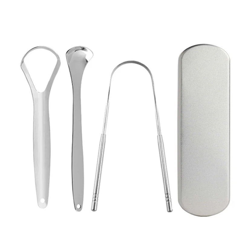 Stainless Steel Tongue Scrapper with Case,Tongue Scraper Cleaner for Adults & Kids Oral Hygiene Scrapper Cleaning Tools