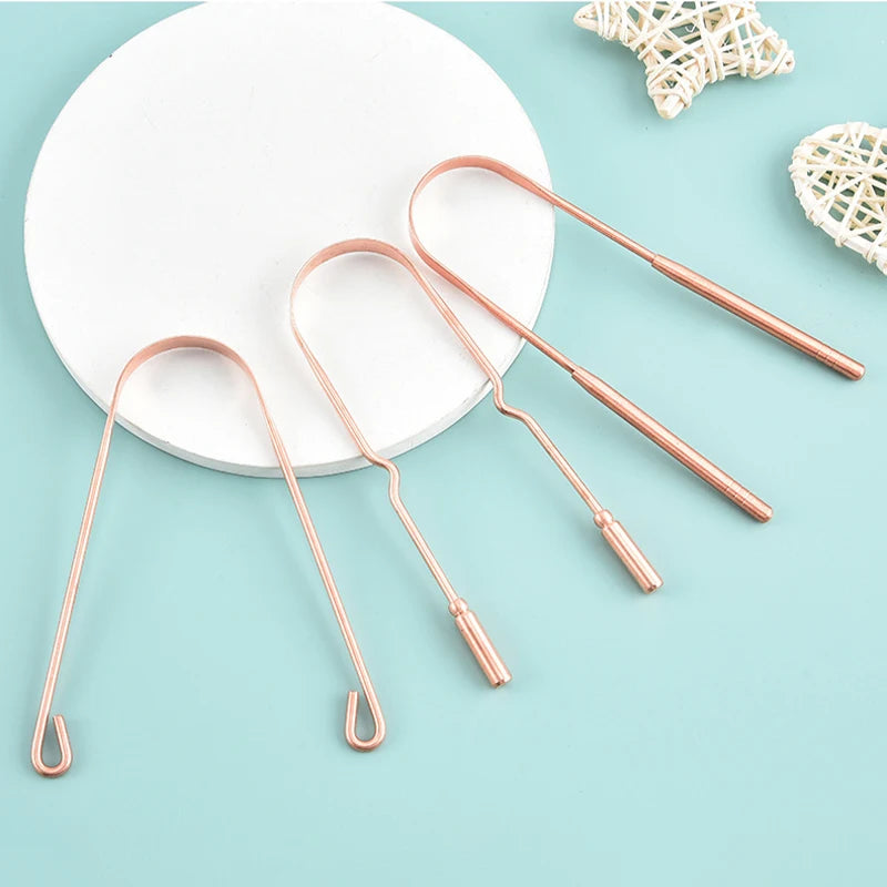 1 PC Copper Tongue Scraper U Shaped Cleaner Travel Handy Case Remove Breath Cleaning Coated Oral Hygiene Scrapper Tools