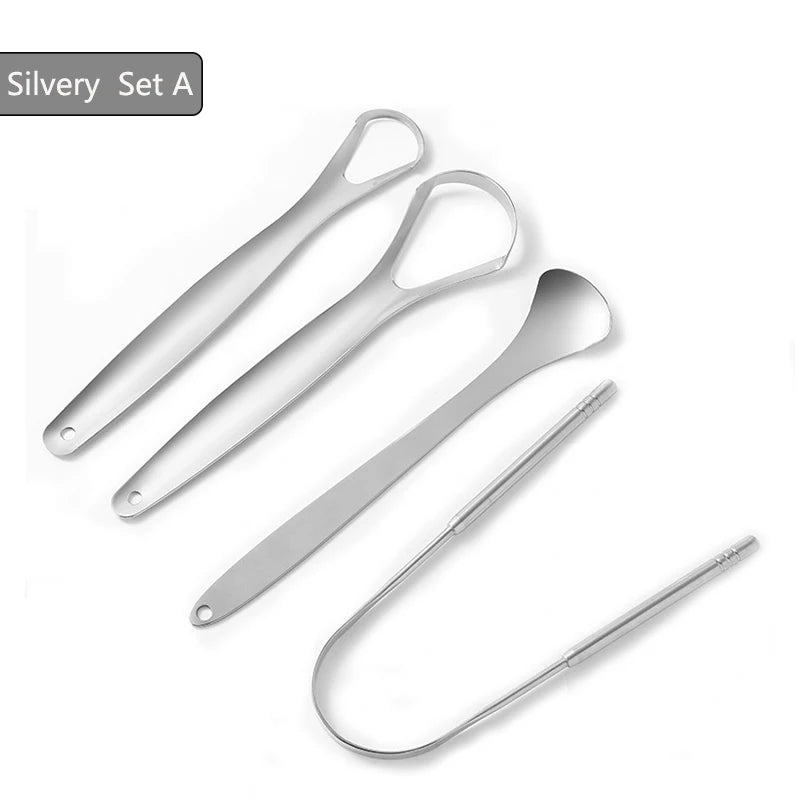 Stainless Steel Tongue Scrapper with Case,Tongue Scraper Cleaner for Adults & Kids Oral Hygiene Scrapper Cleaning Tools