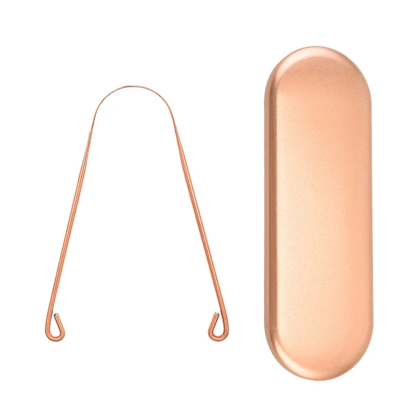 1 PC Copper Tongue Scraper U Shaped Cleaner Travel Handy Case Remove Breath Cleaning Coated Oral Hygiene Scrapper Tools