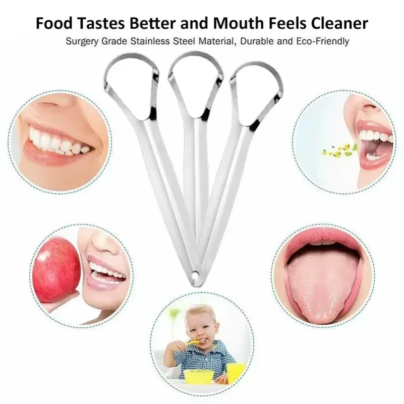 Halitosis Tongue Coating Tongue Cleaner Scraper Stainless Steel Remover Tongue Coated Brush Scraping Tongue Oral Hygiene Tools