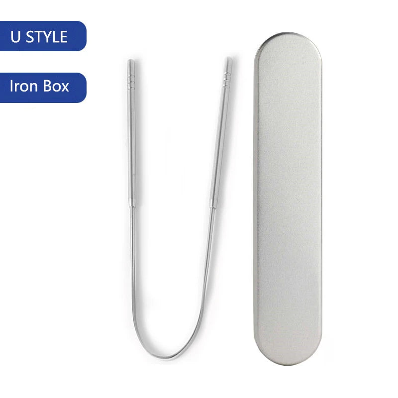 Stainless Steel Tongue Scrapper with Case,Tongue Scraper Cleaner for Adults & Kids Oral Hygiene Scrapper Cleaning Tools