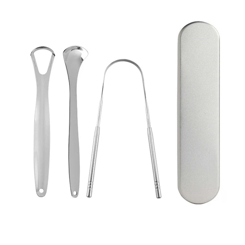 Stainless Steel Tongue Scrapper with Case,Tongue Scraper Cleaner for Adults & Kids Oral Hygiene Scrapper Cleaning Tools