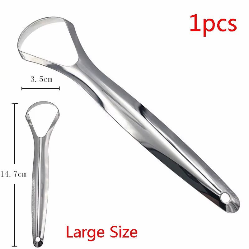 Tongue Scraper Cleaner Adult Surgical Grade Eliminate Bad Breath Stainless Steel Metal Tongue Scarper Brush Dental Scrapper Tool