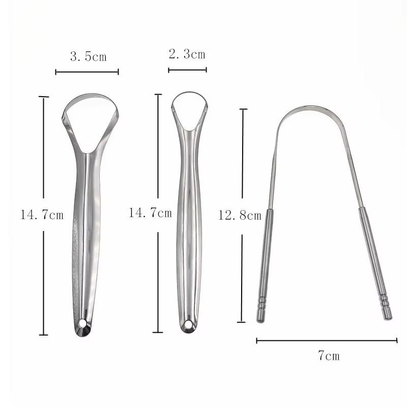 Tongue Scraper Cleaner Adult Surgical Grade Eliminate Bad Breath Stainless Steel Metal Tongue Scarper Brush Dental Scrapper Tool