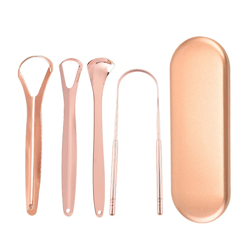 Stainless Steel Tongue Scrapper with Case,Tongue Scraper Cleaner for Adults & Kids Oral Hygiene Scrapper Cleaning Tools