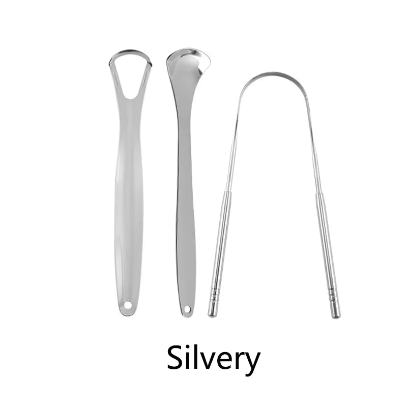 Stainless Steel Tongue Scraper Cleaner Travel Handy Case Fresh Breath Cleaning Coated Oral Hygiene Scrapper Cleaning Tools