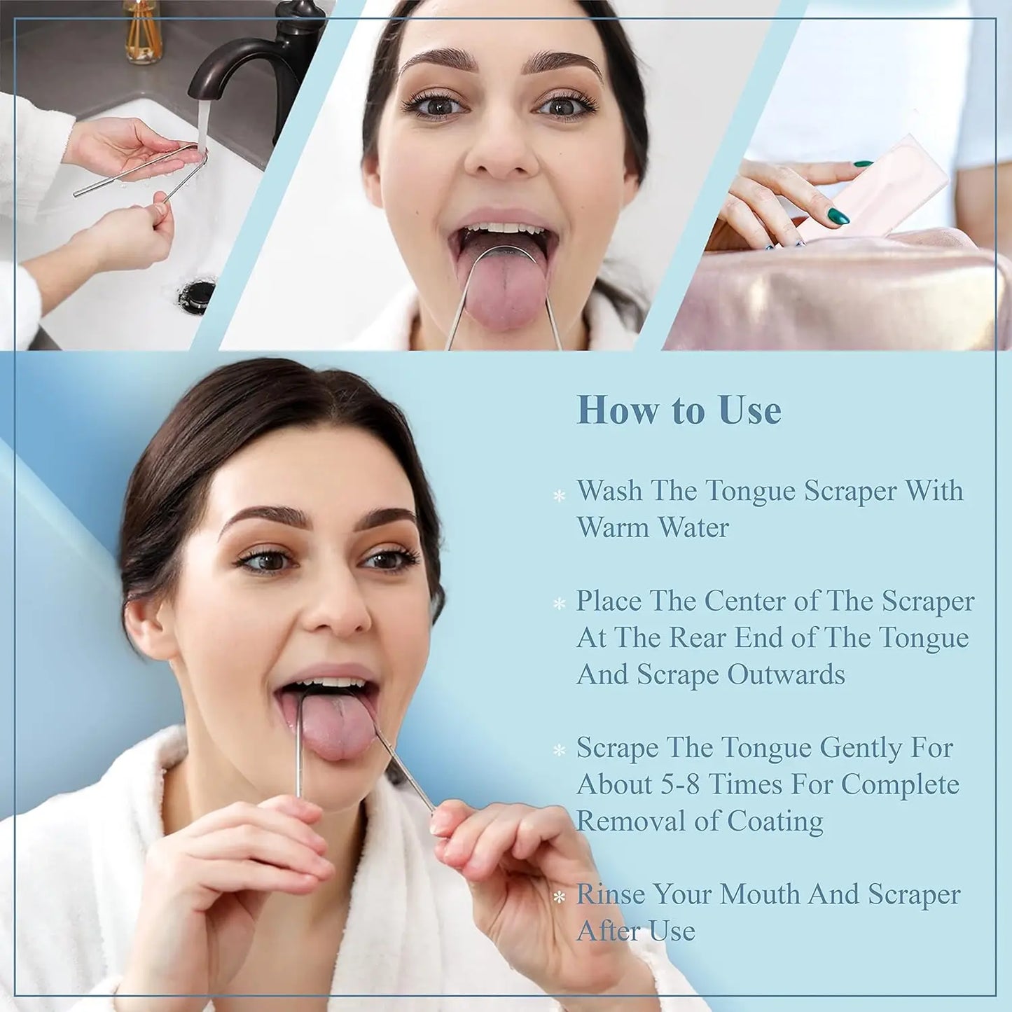 2Pcs Tongue Scraper with Case Easy to Use Tongue Scraper for Adults, Tongue Cleaner for Oral Care & Hygiene (With Travel Case)
