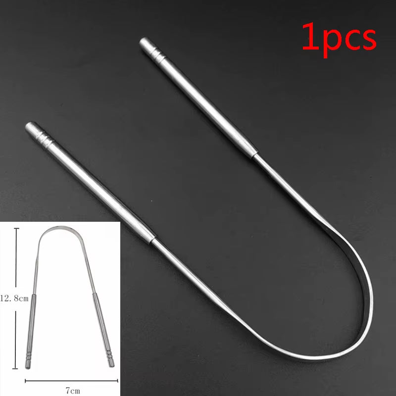 Tongue Scraper Cleaner Adult Surgical Grade Eliminate Bad Breath Stainless Steel Metal Tongue Scarper Brush Dental Scrapper Tool