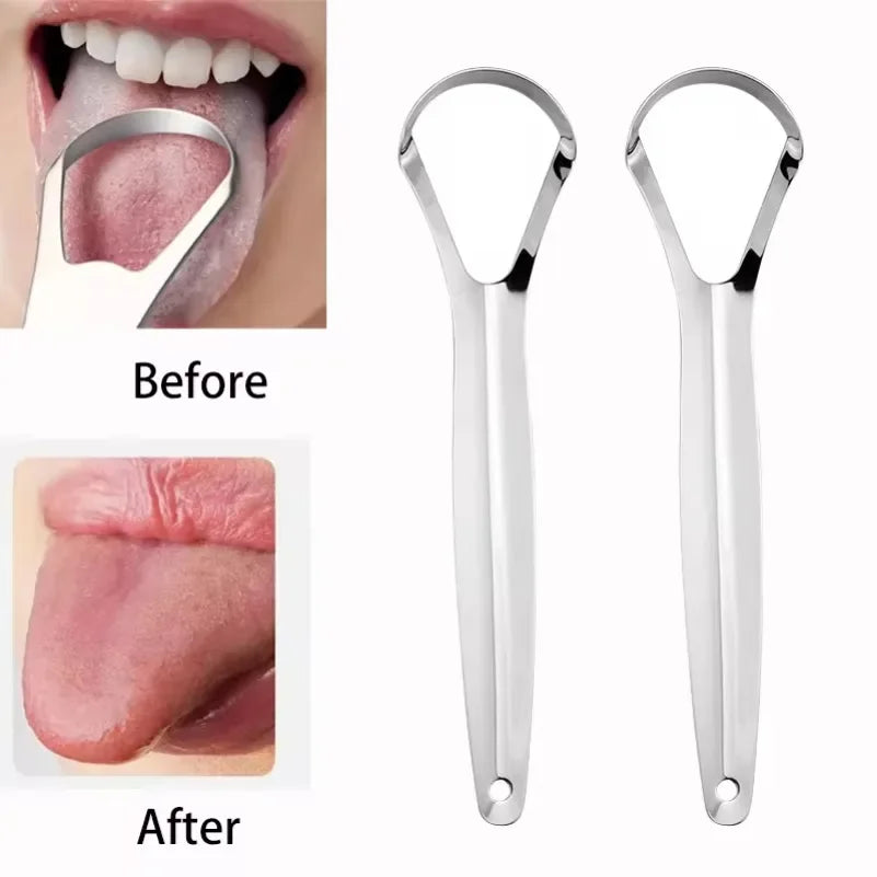 Halitosis Tongue Coating Tongue Cleaner Scraper Stainless Steel Remover Tongue Coated Brush Scraping Tongue Oral Hygiene Tools