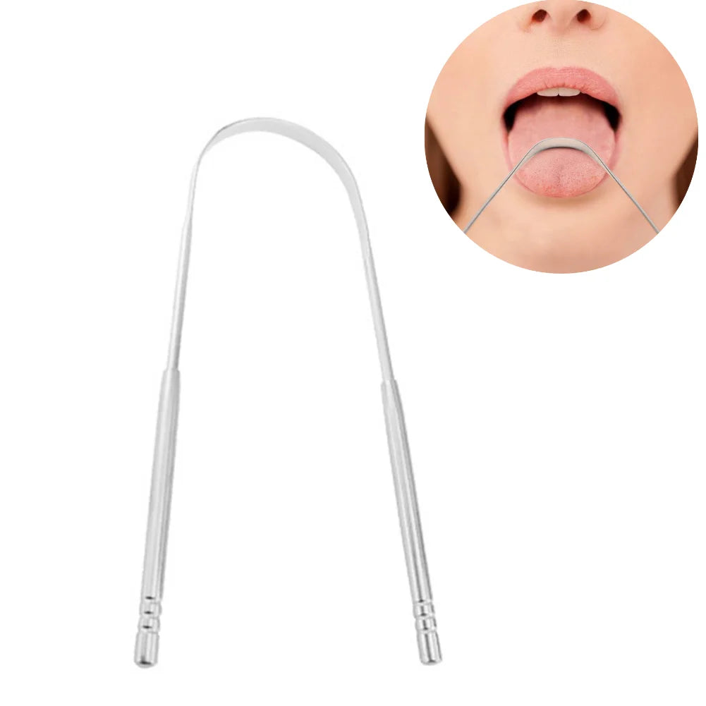 2/1PC Tongue Scarper Tongue Cleaner Stainless Steel Tongue Scrapper Brush Washable Tongue Scraper for Oral Hygiene Cleaning Tool