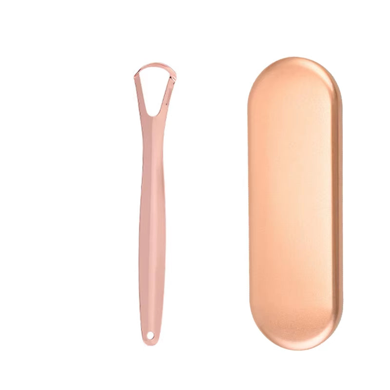 Stainless Steel Tongue Scraper Cleaner Travel Handy Case Fresh Breath Cleaning Coated Oral Hygiene Scrapper Cleaning Tools