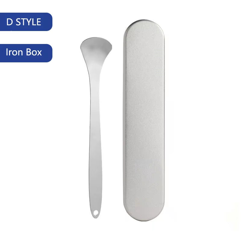 Stainless Steel Tongue Scraper Cleaner Travel Handy Case Fresh Breath Cleaning Coated Oral Hygiene Scrapper Cleaning Tools