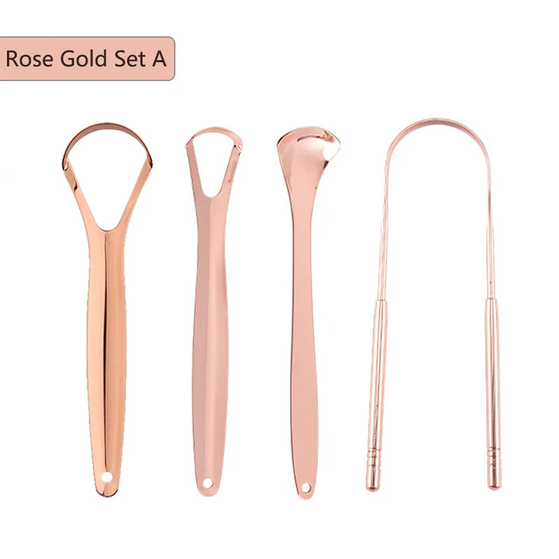 Stainless Steel Tongue Scrapper with Case，Tongue Scraper Cleaner for Adults & Kids Oral Hygiene Scrapper Cleaning Tools
