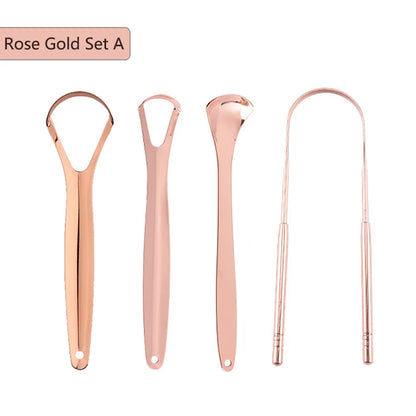 Stainless Steel Tongue Scrapper with Case，Tongue Scraper Cleaner for Adults & Kids Oral Hygiene Scrapper Cleaning Tools