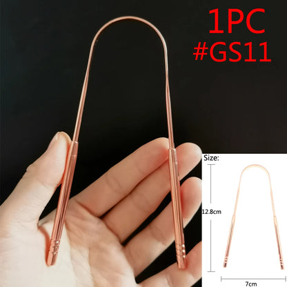 Tongue Scraper Cleaner Adult Surgical Grade Eliminate Bad Breath Stainless Steel Metal Tongue Scarper Brush Dental Scrapper Tool