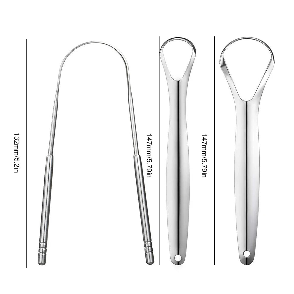 2/1PC Tongue Scarper Tongue Cleaner Stainless Steel Tongue Scrapper Brush Washable Tongue Scraper for Oral Hygiene Cleaning Tool