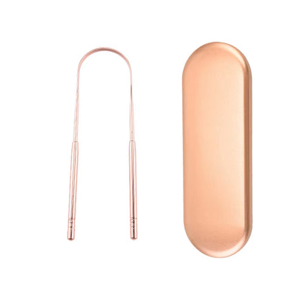 Stainless Steel Tongue Scraper Cleaner Travel Handy Case Fresh Breath Cleaning Coated Oral Hygiene Scrapper Cleaning Tools