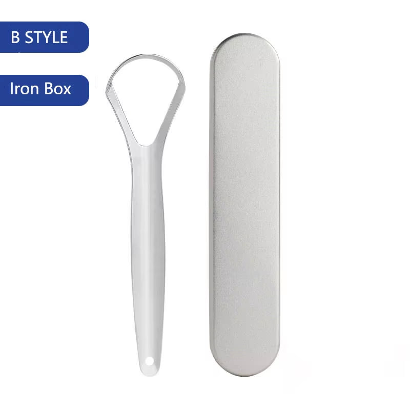 Stainless Steel Tongue Scraper Cleaner Travel Handy Case Fresh Breath Cleaning Coated Oral Hygiene Scrapper Cleaning Tools