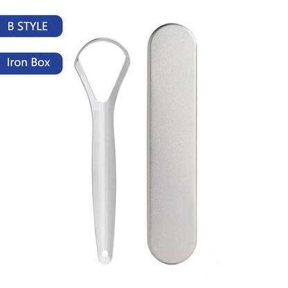 Stainless Steel Tongue Scraper Cleaner Travel Handy Case Fresh Breath Cleaning Coated Oral Hygiene Scrapper Cleaning Tools