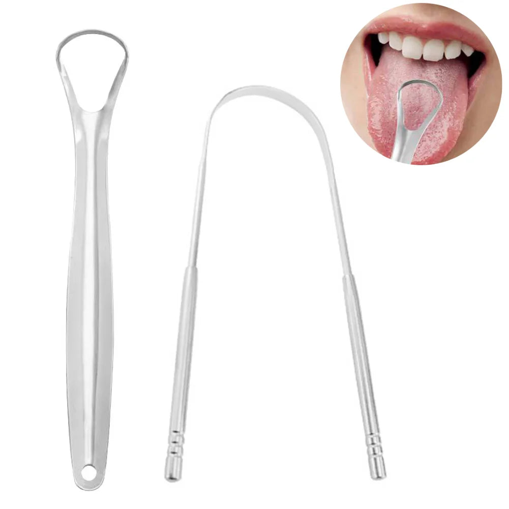 2/1PC Tongue Scarper Tongue Cleaner Stainless Steel Tongue Scrapper Brush Washable Tongue Scraper for Oral Hygiene Cleaning Tool